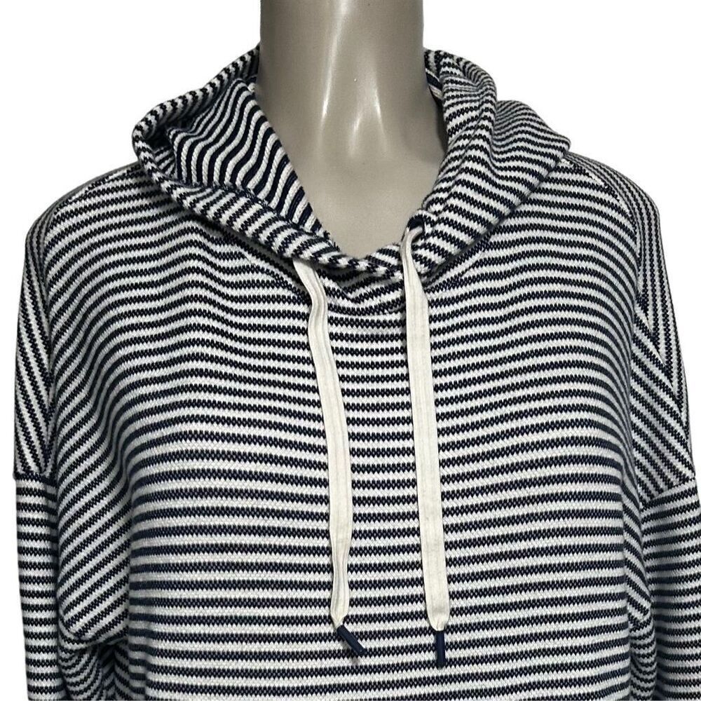 A New Day Hooded Jacket Women's Size X Blue White & Striped Pullover Cotton Knit - Picture 3 of 14